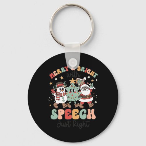 Xmas Speech Therapy Merry And Bright With Speech J Keychain