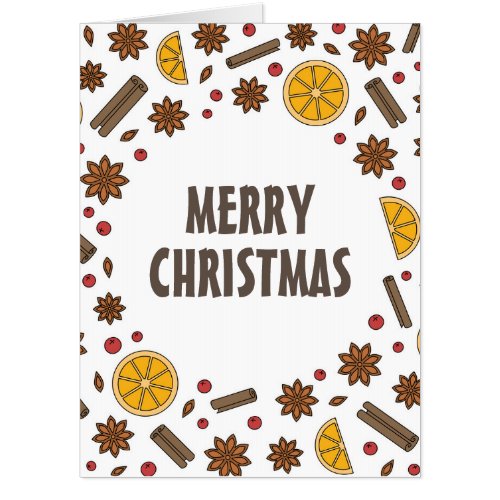 Xmas spices cinnamon star anise orange doodles  card