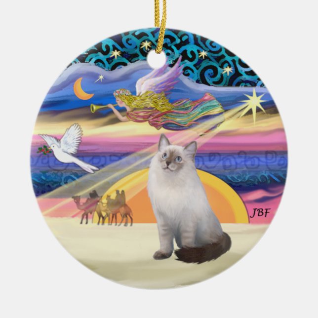 Xmas Star - Blue Cream Ragdoll cat Ceramic Ornament (Front)