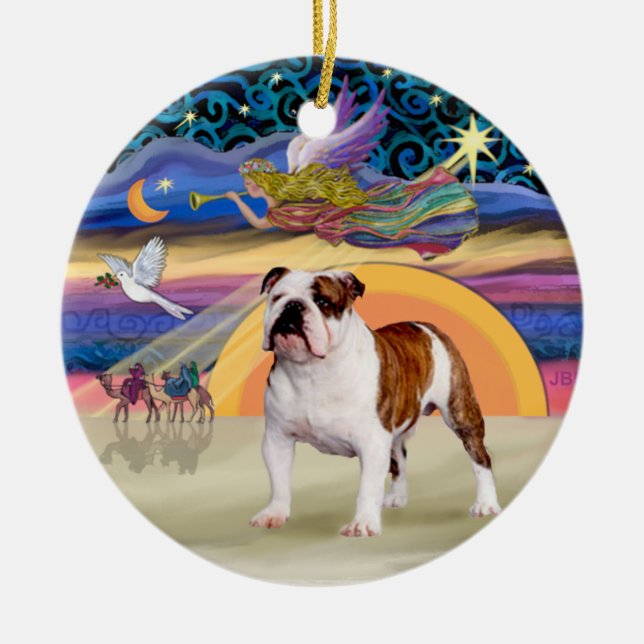 Xmas Star - English Bulldog 5 Ceramic Ornament (Front)