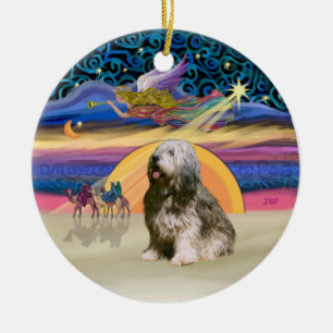 Xmas Star - Polish Lowland Sheepdog 10 Ceramic Ornament