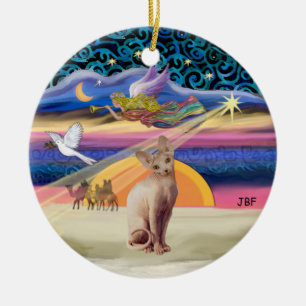 Xmas Star - Sphynx cat (fawn) Ceramic Ornament