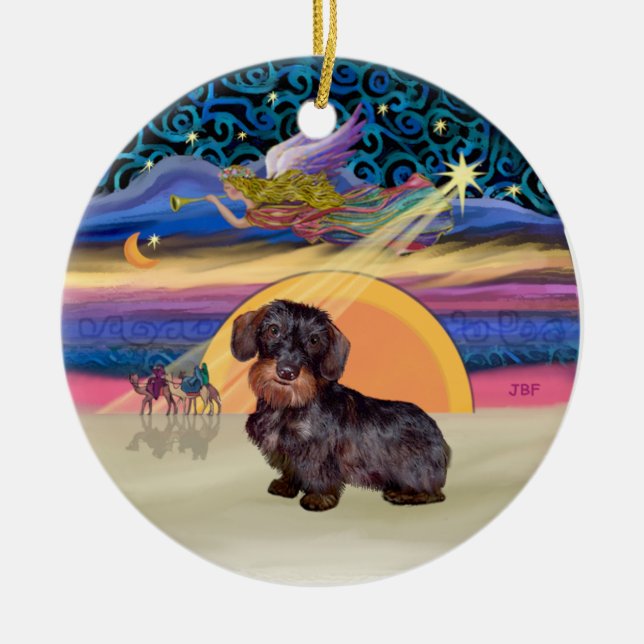 Xmas Star - Wire Haired Dachshund Ceramic Ornament (Front)