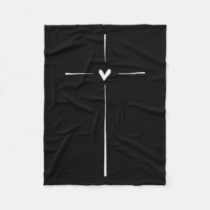 Xmas Store Uni Modern Black Heart Religious Fleece Blanket