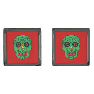 Xmas Sugar Skulls Cufflinks