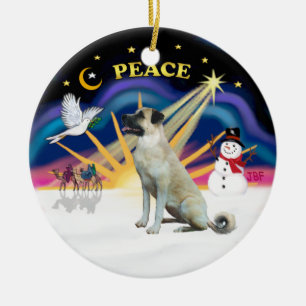 Xmas Sunrise - Anatolian Shepherd - black mask Ceramic Ornament