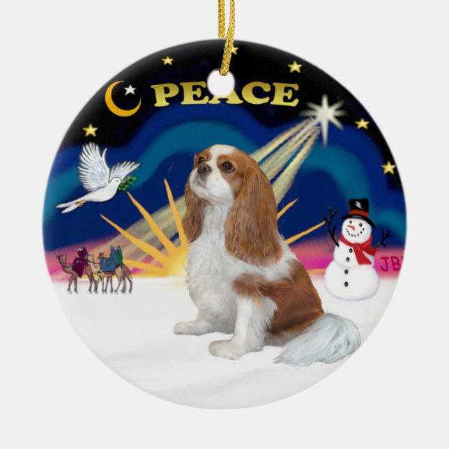Xmas Sunrise -  Blenheim Cavalier Ceramic Ornament (Front)