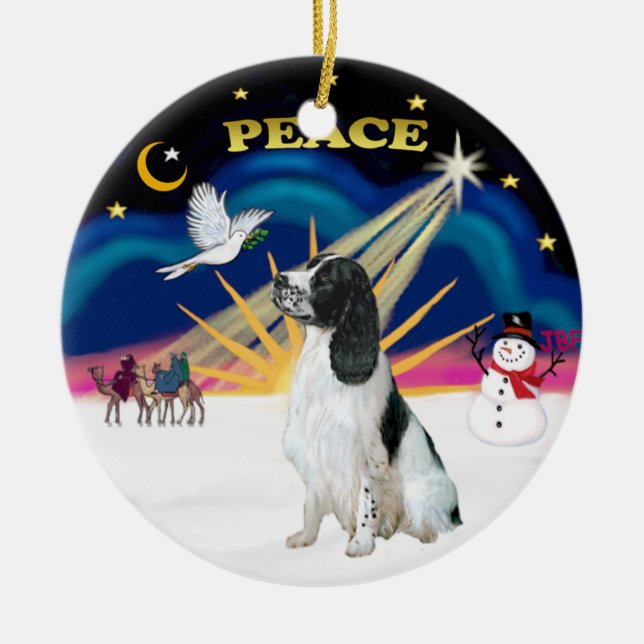 Xmas Sunrise - English Springer Spaniel Ceramic Ornament (Front)