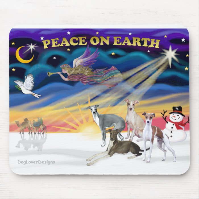 Xmas Sunrise   Four Italian Greyhounds Mouse Mat