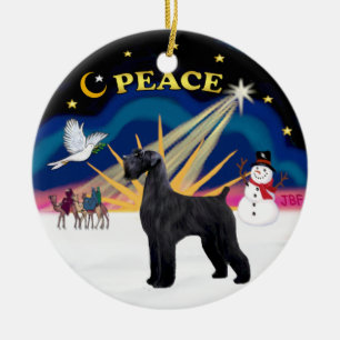 Xmas Sunrise - Giant Black Schnauzer Ceramic Ornament