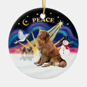 Xmas Sunrise - Nova Scotia dog Ceramic Ornament