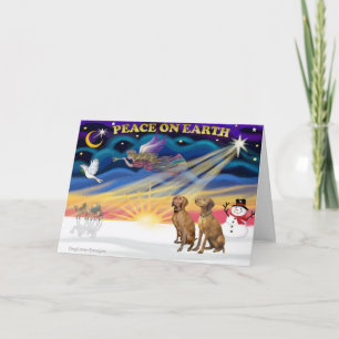 Xmas Sunrise — Two Vizslas Holiday Card