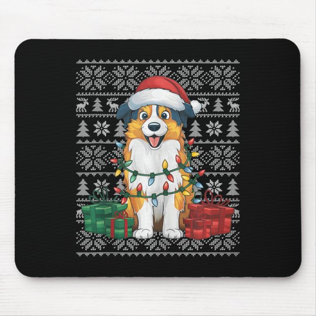 Xmas Sweater Style Ugly Australian Shepherd Dog Ch Mouse Pad (Front)