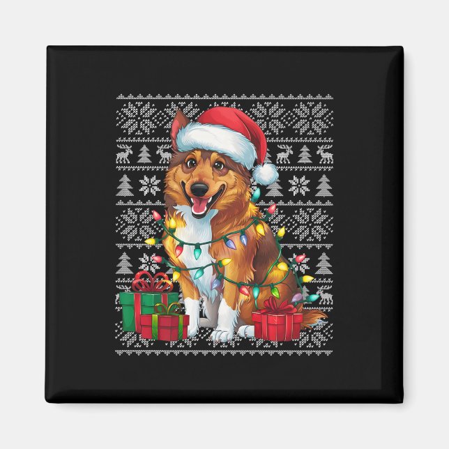 Xmas Sweater Style Ugly Norwegian Elkhound Dog Chr Magnet (Front)