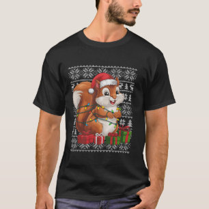 Xmas Sweater Style Ugly Santa Hat Squirrel Christm
