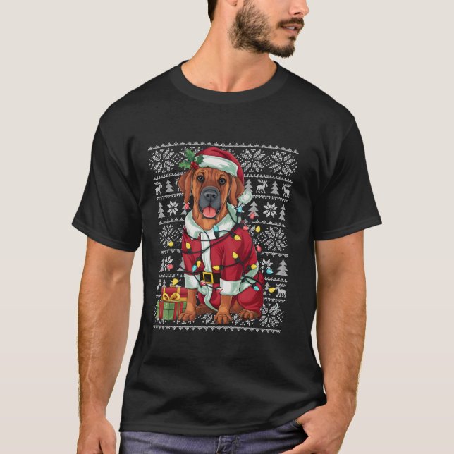 Xmas Sweater Ugly Santa Rhodesian Ridgeback Dog Ch (Front)