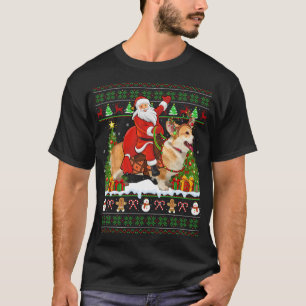 Xmas Sweater Ugly Santa Riding Corgi Dog Christmas
