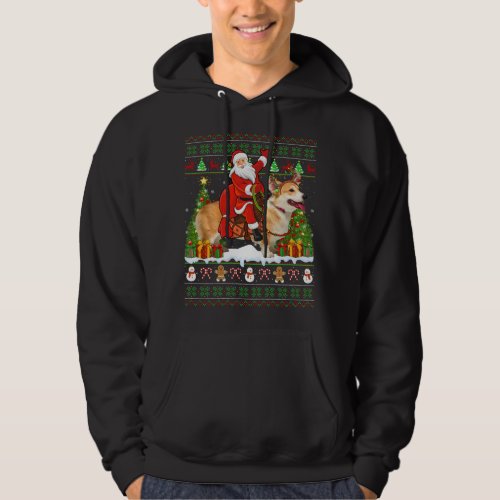 Xmas Sweater Ugly Santa Riding Corgi Dog Christmas