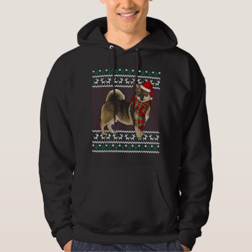 Xmas Swedish Vallhund Dog Santa Hat Ugly Christmas Hoodie