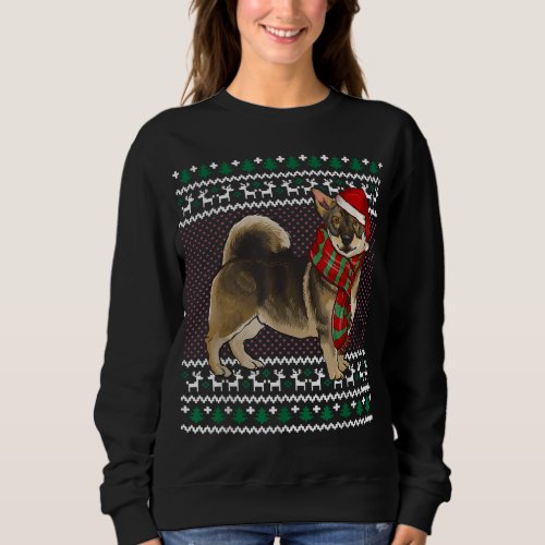 Xmas Swedish Vallhund Dog Santa Hat Ugly Christmas Sweatshirt