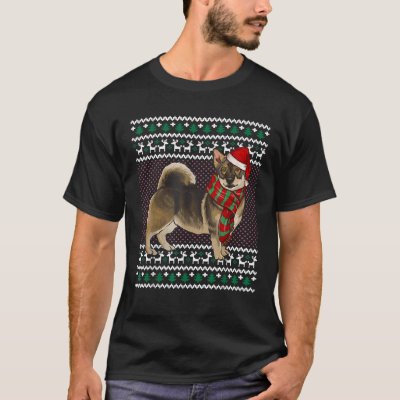 Xmas Swedish Vallhund Dog Santa Hat Ugly Christmas T-Shirt