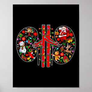 Xmas Symbols Santa Elf Kidneys Shape Dialysis Tech Poster