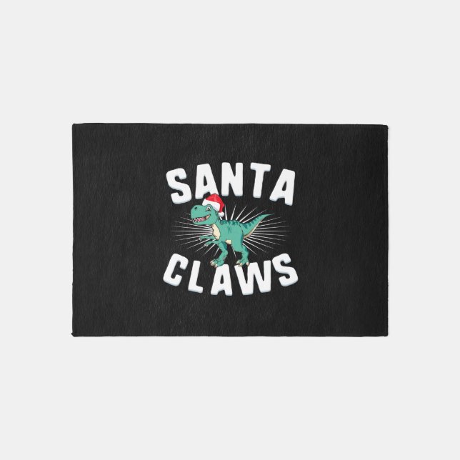 Xmas T-Rex Christmas Santa Claws   Rug (Front)