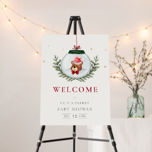 X'mas Teddy Bear Winter Baby Shower Welcome Sign