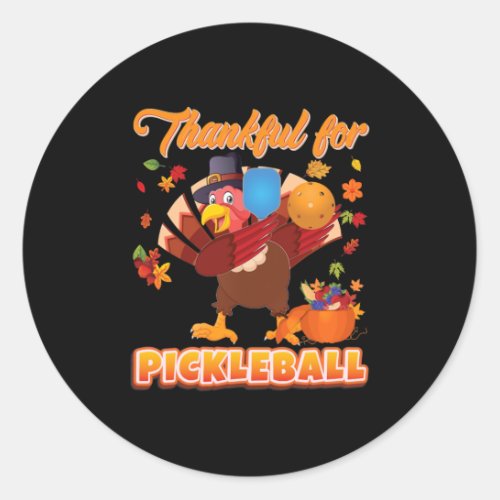 Xmas Thankful For Pickleball Thanksgiving Dabbing Classic Round Sticker