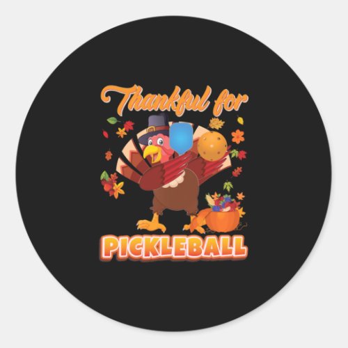 Xmas Thankful For Pickleball Thanksgiving Dabbing Classic Round Sticker