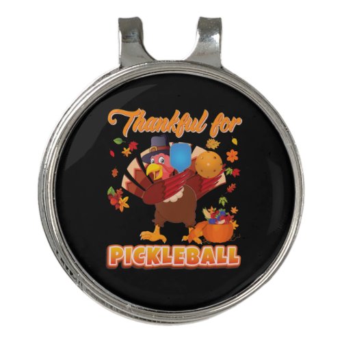 Xmas Thankful For Pickleball Thanksgiving Dabbing Golf Hat Clip