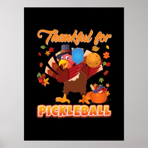 Xmas Thankful For Pickleball Thanksgiving Dabbing Poster