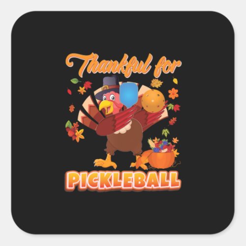 Xmas Thankful For Pickleball Thanksgiving Dabbing Square Sticker
