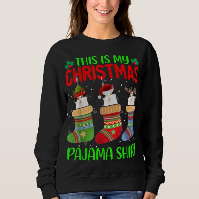 Xmas This Is My Christmas Pajama Cat Kitten Lover Sweatshirt (Front)