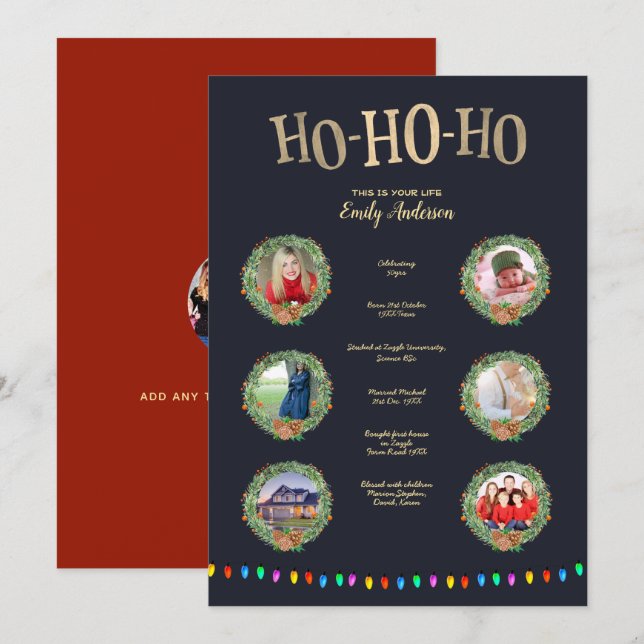 XMAS THIS IS YOUR LIFE- ADD PHOTOS MILESTONES CARD (Front/Back)