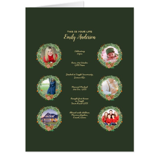 XMAS THIS IS YOUR LIFE- ADD PHOTOS + MILESTONES CARD (Front)