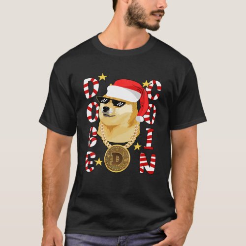 Xmas Tough Doge Gansta Crypto Christmas Santa Hat T_Shirt