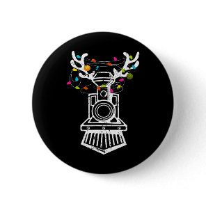 Xmas Train Reindeer Christmas Railroad  Button