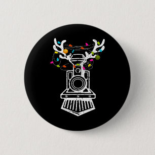 Xmas Train Reindeer Christmas Railroad Button
