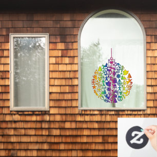 Xmas - Tree- Ball with Christmas Icons 1 Window Cling