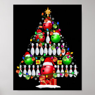 Xmas Tree Bowling Xmas Lights Santa Bowling Ball P Poster