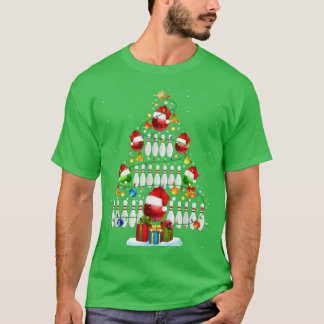 Xmas Tree Bowling Xmas Lights Santa Bowling Ball P T-Shirt