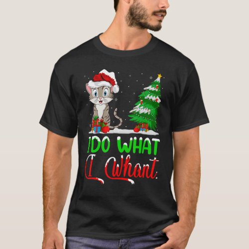 Xmas Tree Cat Lover I Do What I Want Cat Christmas T_Shirt
