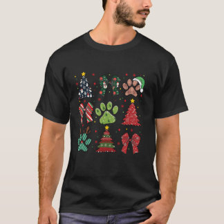 Xmas Tree Coquette Bow Dog Mama Checkered Xmas Dog T-Shirt