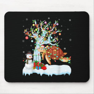Xmas Tree Decoration Lighting Sea Turtle Christmas Mouse Pad