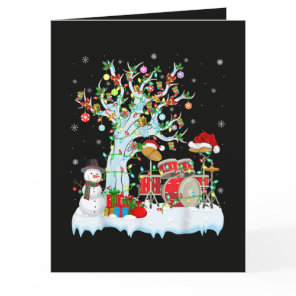 Xmas Tree Decoration Lights Musical Drum Christmas Card