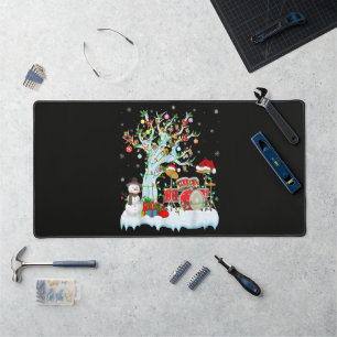 Xmas Tree Decoration Lights Musical Drum Christmas Desk Mat