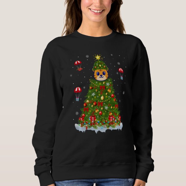 Xmas Tree Decorations Lights Santa Balinese Cat Ch Sweatshirt (Front)