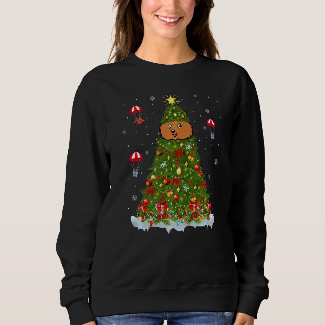 Xmas Tree Decorations Lights Santa Quokka Christma Sweatshirt (Front)