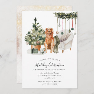 Xmas Tree Dog, Holiday Celebration Christmas Party Invitation